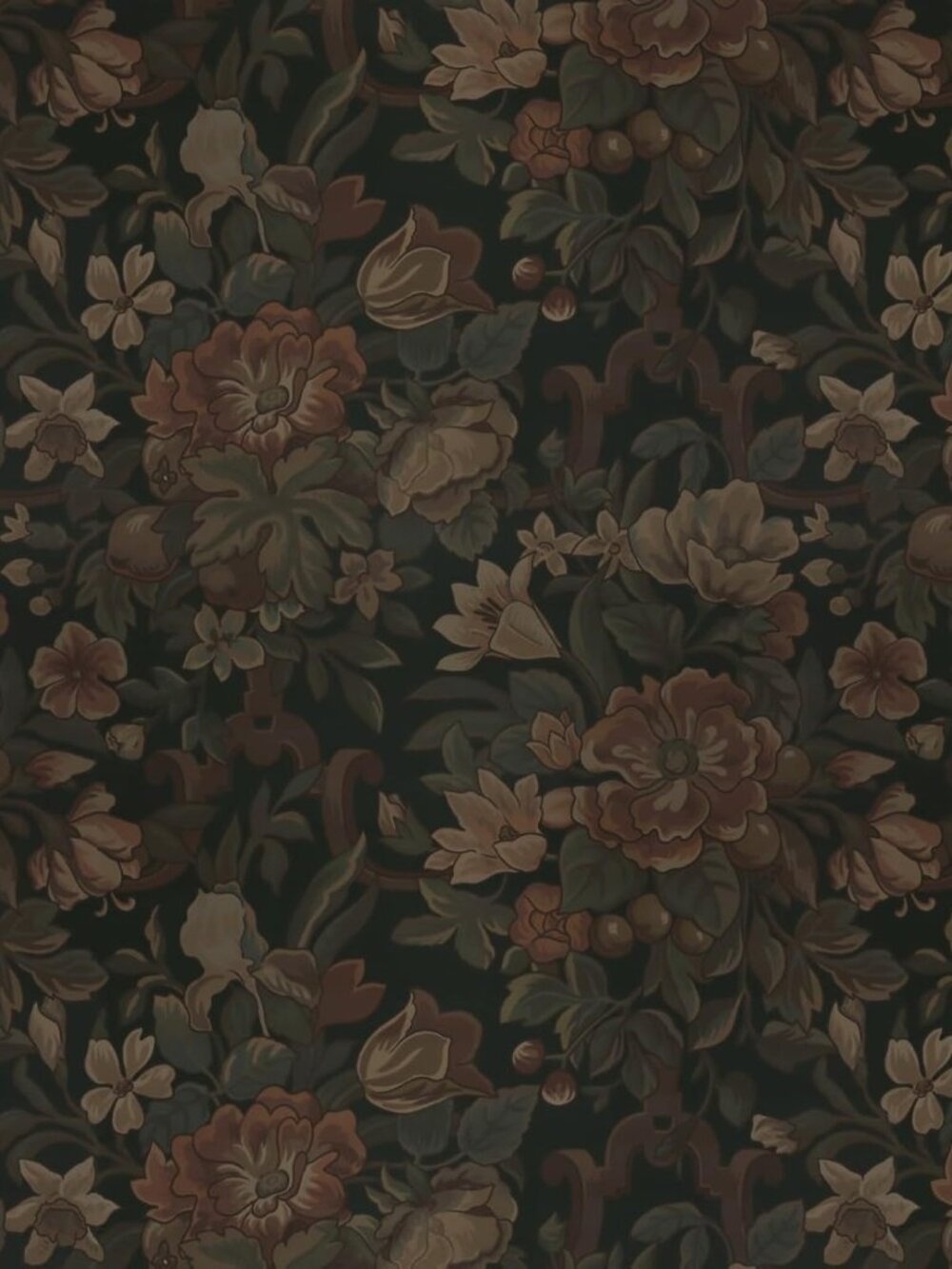Vintage Peel and Stick Wallpaper Dark Green Floral Wall Paper 16.1"x78.7" Retro